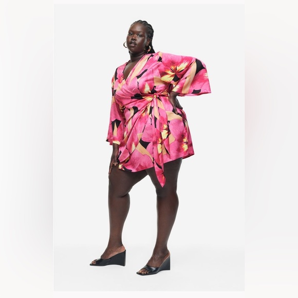 H&M SATIN WRAP FRONT DRESS - Picture 4 of 5